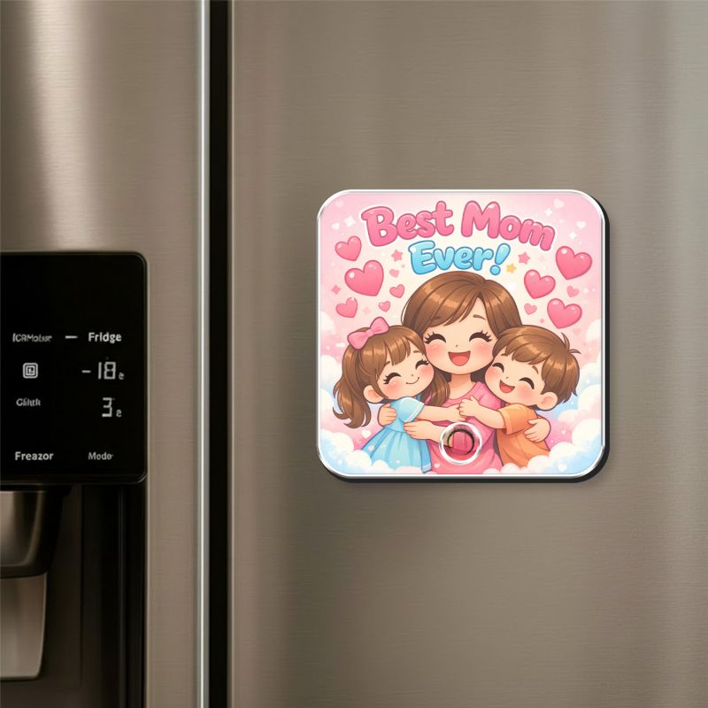 Personalized Best Mom Ever Musical Fridge Magnet Custom Song Photo Magnet with Speaker & USB Charging for Mom